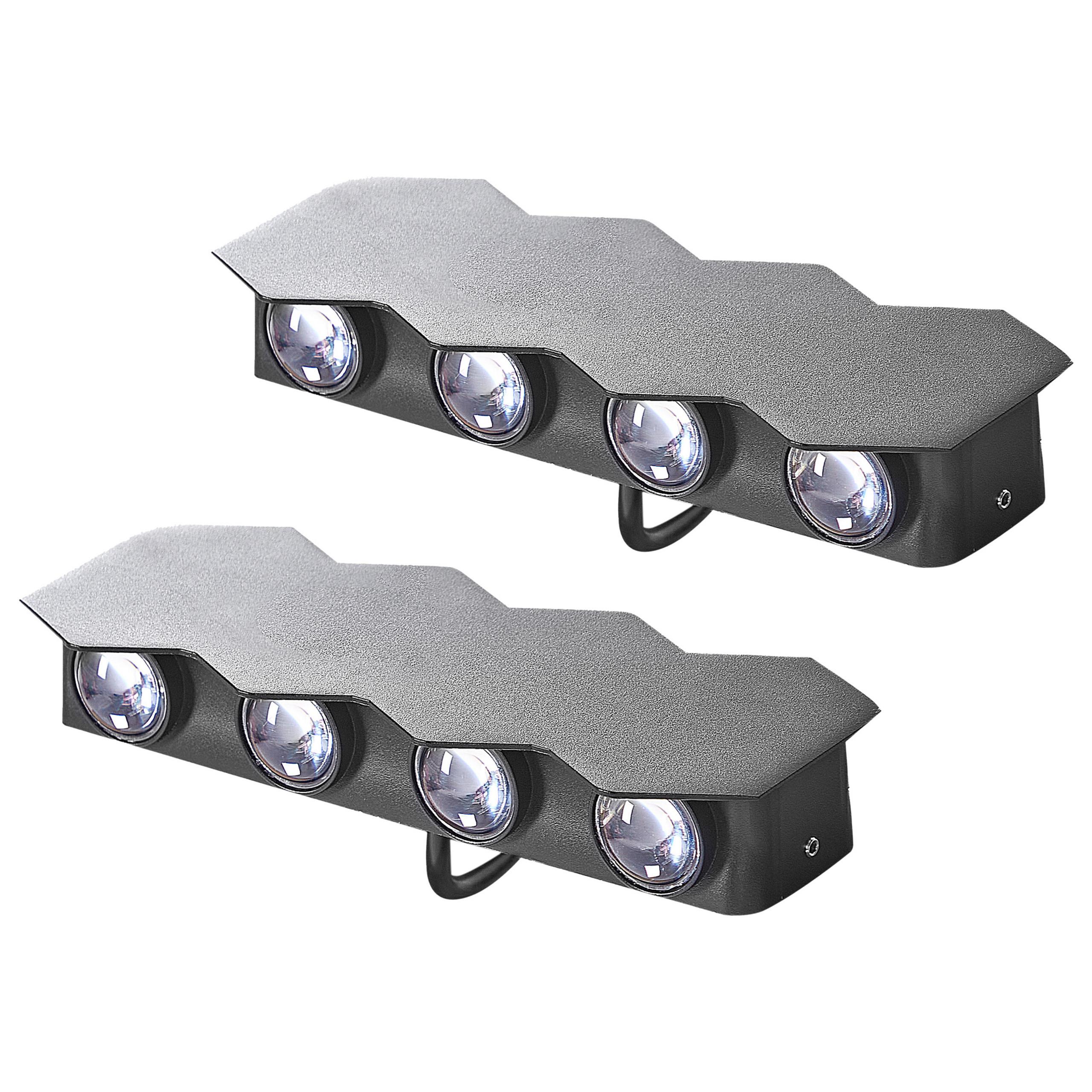 AUSSENWANDLEUCHTE 2er Set Schwarz Weldon - Schwarz, Metall (21/8/3cm) - Beliani