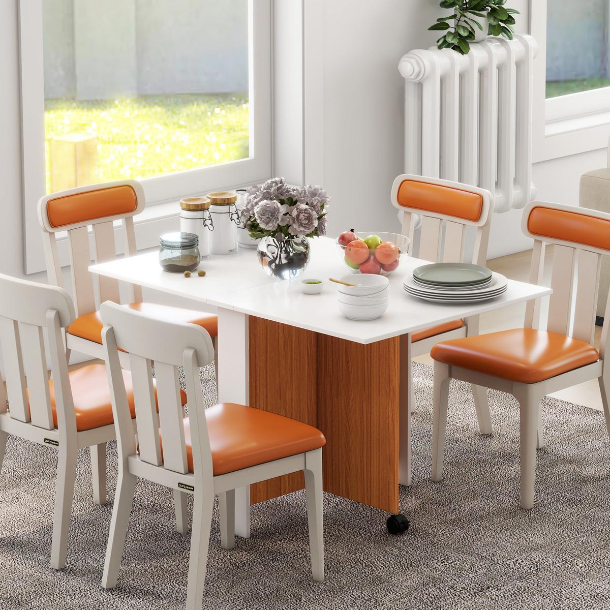 KLAPPTISCH Mobiler Tisch mit Rollen Schreibtisch Beistelltisch Schreibtisch - Weiß, Holzwerkstoff (120/80/73cm) - HOMCOM