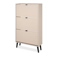 SCHUHSCHRANK samt 70 x 125 cm, Schuhkipper mit großen 3 Klappen - Beige/Schwarz, Holz/Holzwerkstoff (70/125/24cm) - Furn.Design