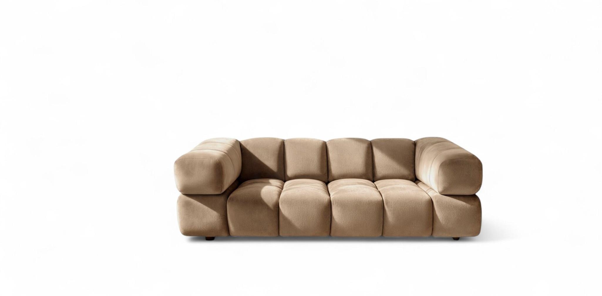 SOFA 3-sitzer Blanche In Bluvel - Mokka, Holzwerkstoff/Textil (240/70/96cm) - Fun Möbel