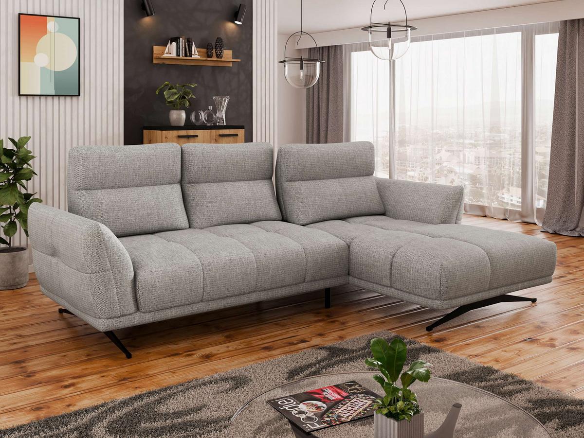 ECKSOFA Giovanni Z LCH, Seite: Rechts 2R-LC - Hellbraun/Schwarz, Holz/Textil (298/195cm) - MIRJAN24