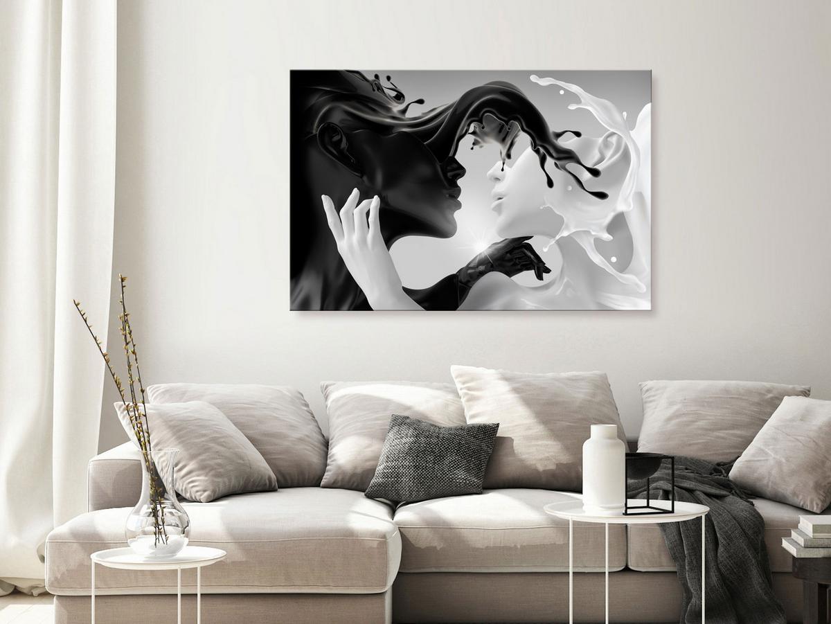 KUNSTDRUCK Schwarz-Weiß 90/60 cm - Schwarz, Textil (90/60cm) - KUNSTLOFT