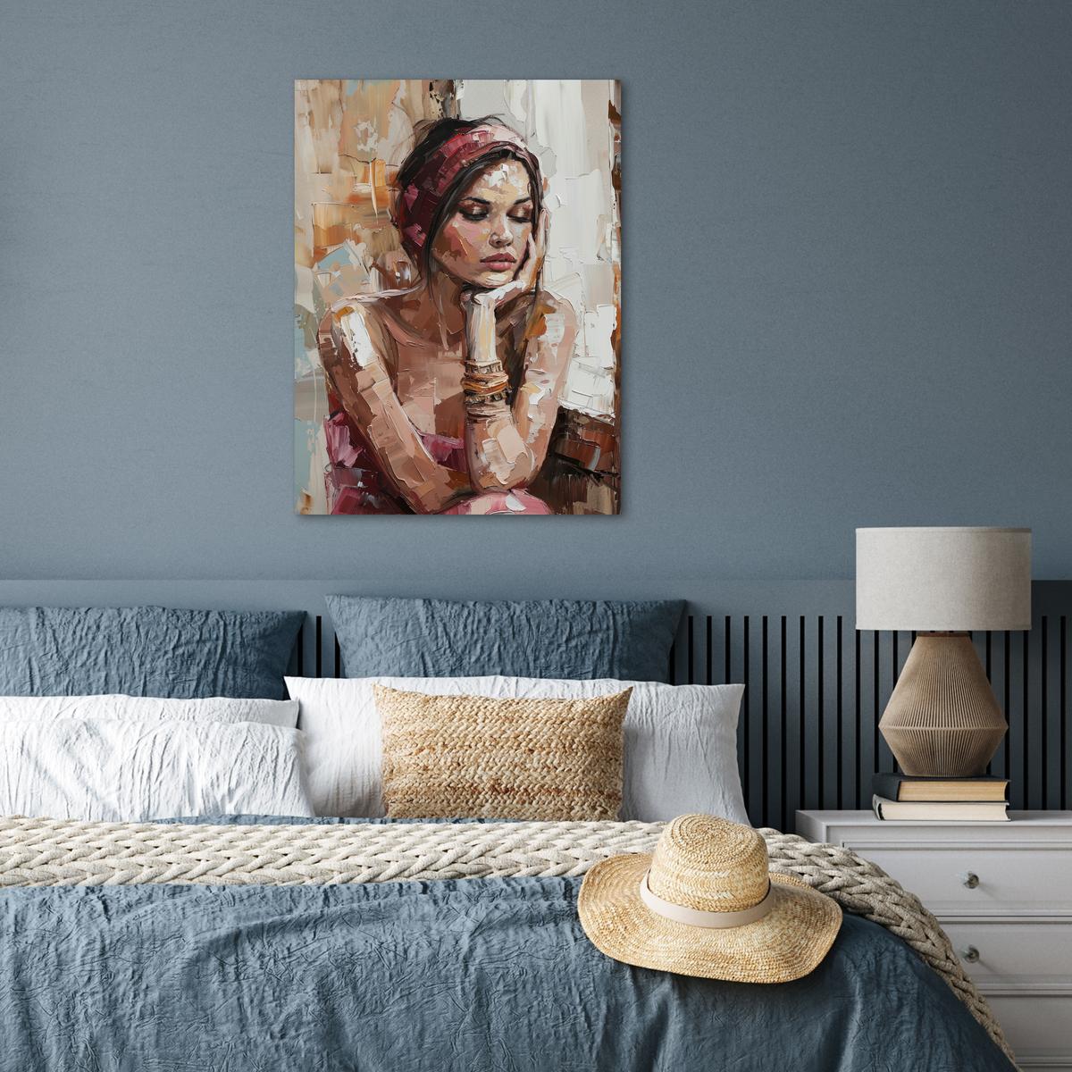 POSTER Frau - Lackierung - Porträt - Modern Deko Wohnzimmer 60x80 cm - Altrosa, Papier (60/80/0.1cm) - MuchoWow