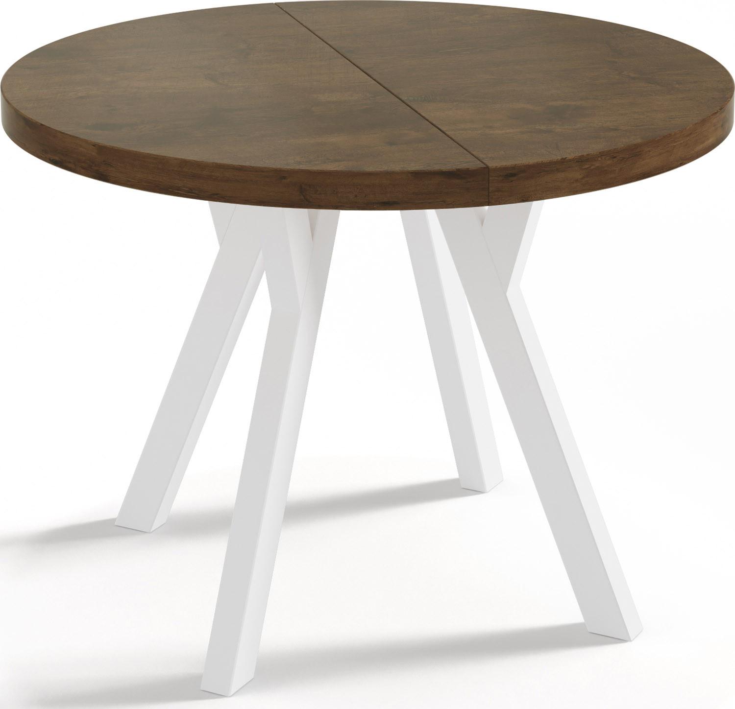 ESSTISCH Twixy runder ausziehbarer, Lefkas Eiche 100-200/100/76 cm - Alteiche/Weiß, Holz/Holzwerkstoff (100/200/76cm) - WFL GROUP