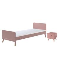 BETT mit Nachtkommode Kamillah aus MDF in Terra Rosa - Rosa, Holzwerkstoff (90/200cm) - 58aufmkessel