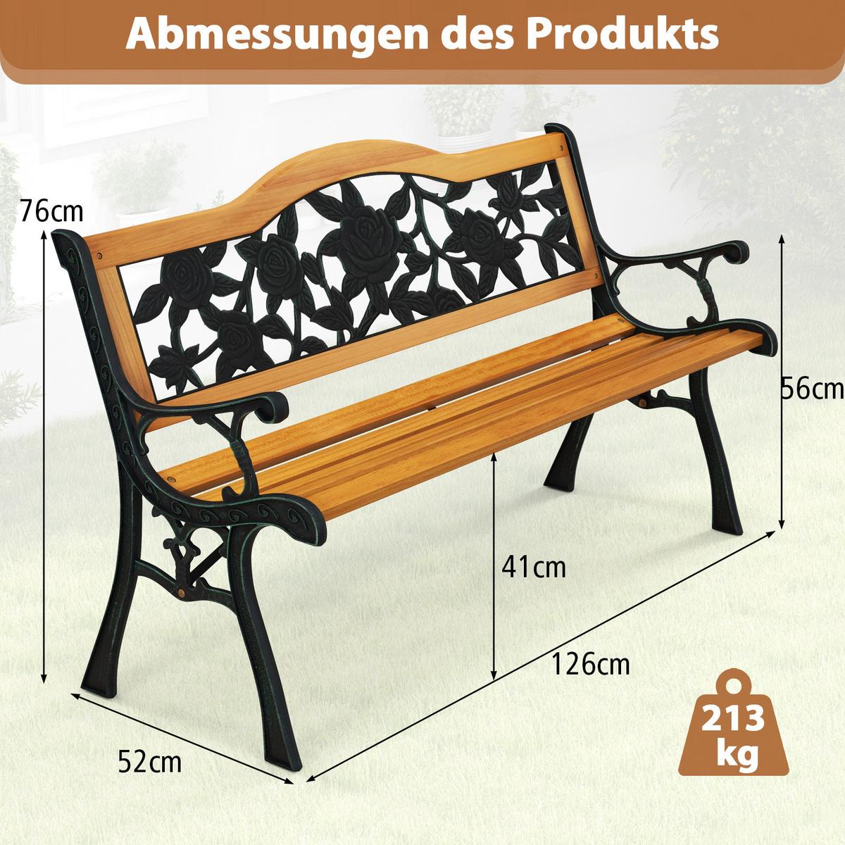 PARKBANK Natur - Naturfarben, Holz (127.5/73.5/52.5cm) - COSTWAY