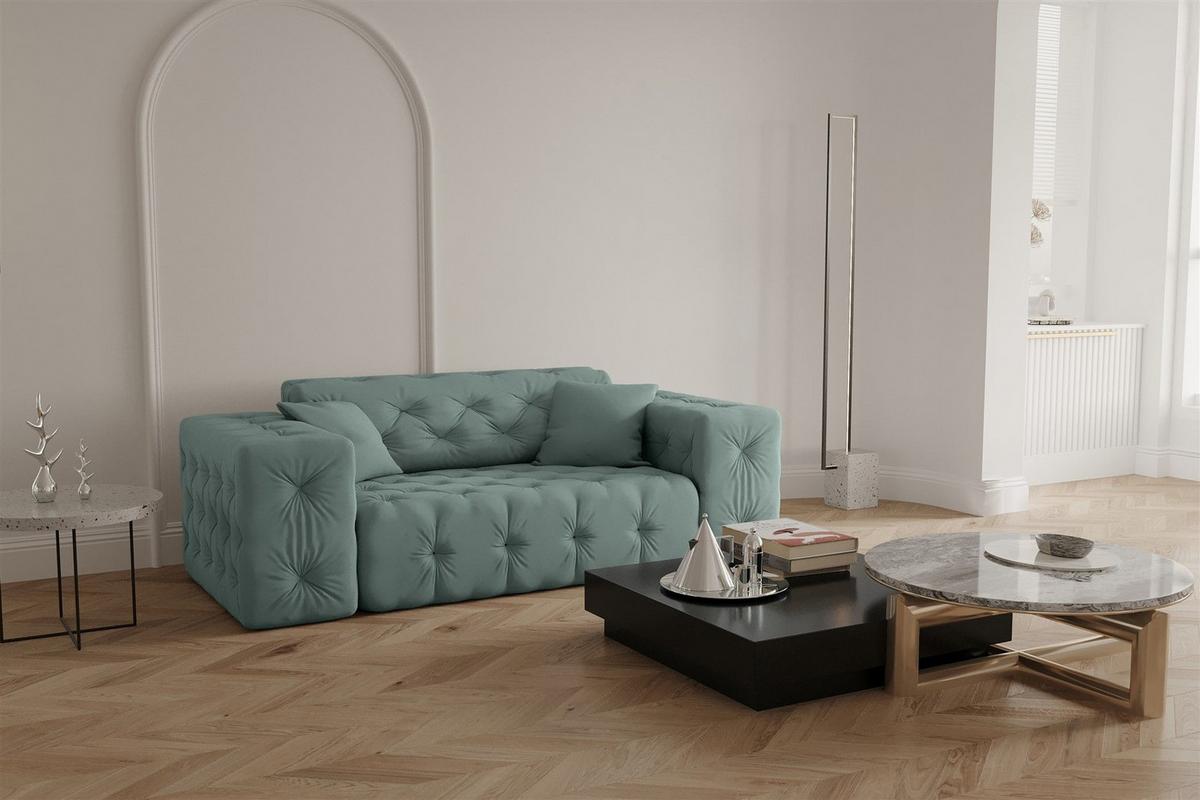 SOFASET Chantal - Salbeigrün, Holzwerkstoff/Textil (251/78/96cm) - Fun Möbel