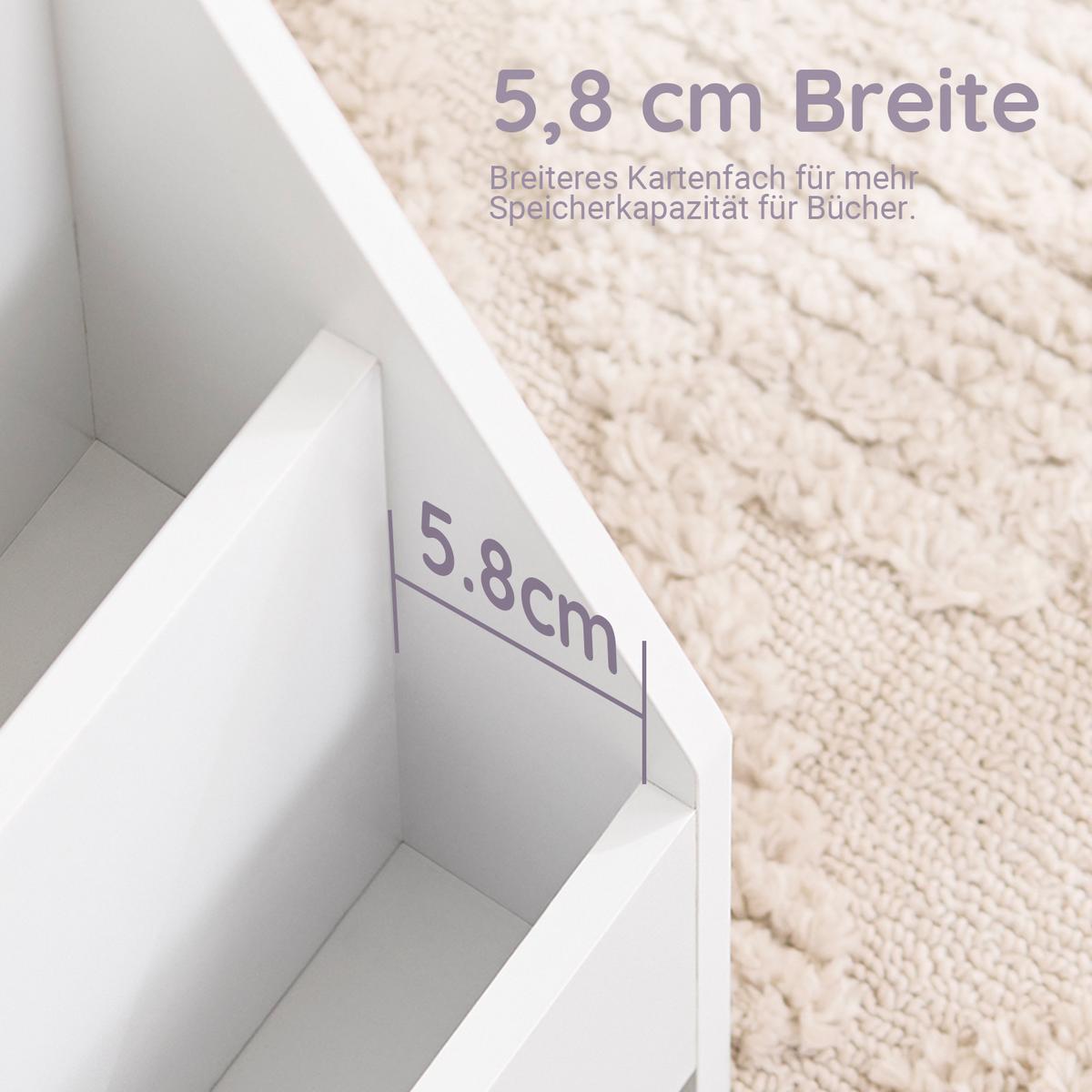 KINDER-BÜCHERREGAL mit 4 offenen Fächer, Weiß 70x60x30cm - Weiß, Holzwerkstoff (70/60/30cm) - SoBuy