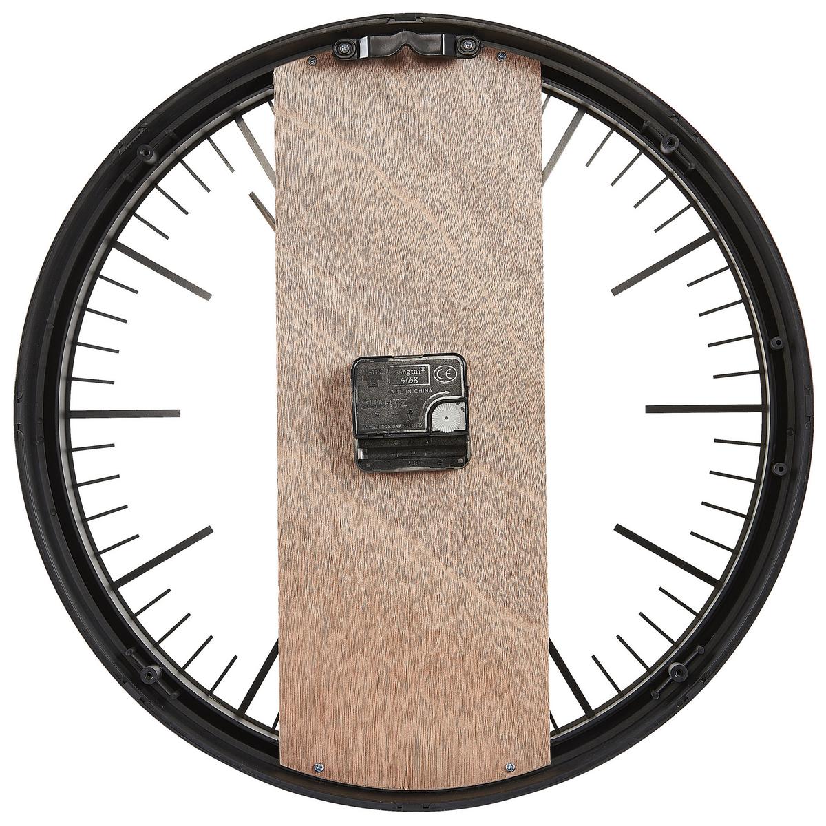 WANDUHR Kunststoff schwarz/heller Holzfarbton Villora - Schwarz, Kunststoff (38/38/5cm) - Beliani