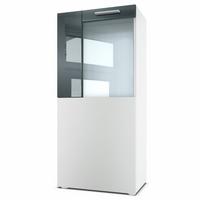 VITRINE Movie Absetzungen in Grau Hochglanz - Grau, Holzwerkstoff (50.5/111/32.5cm) - Vladon