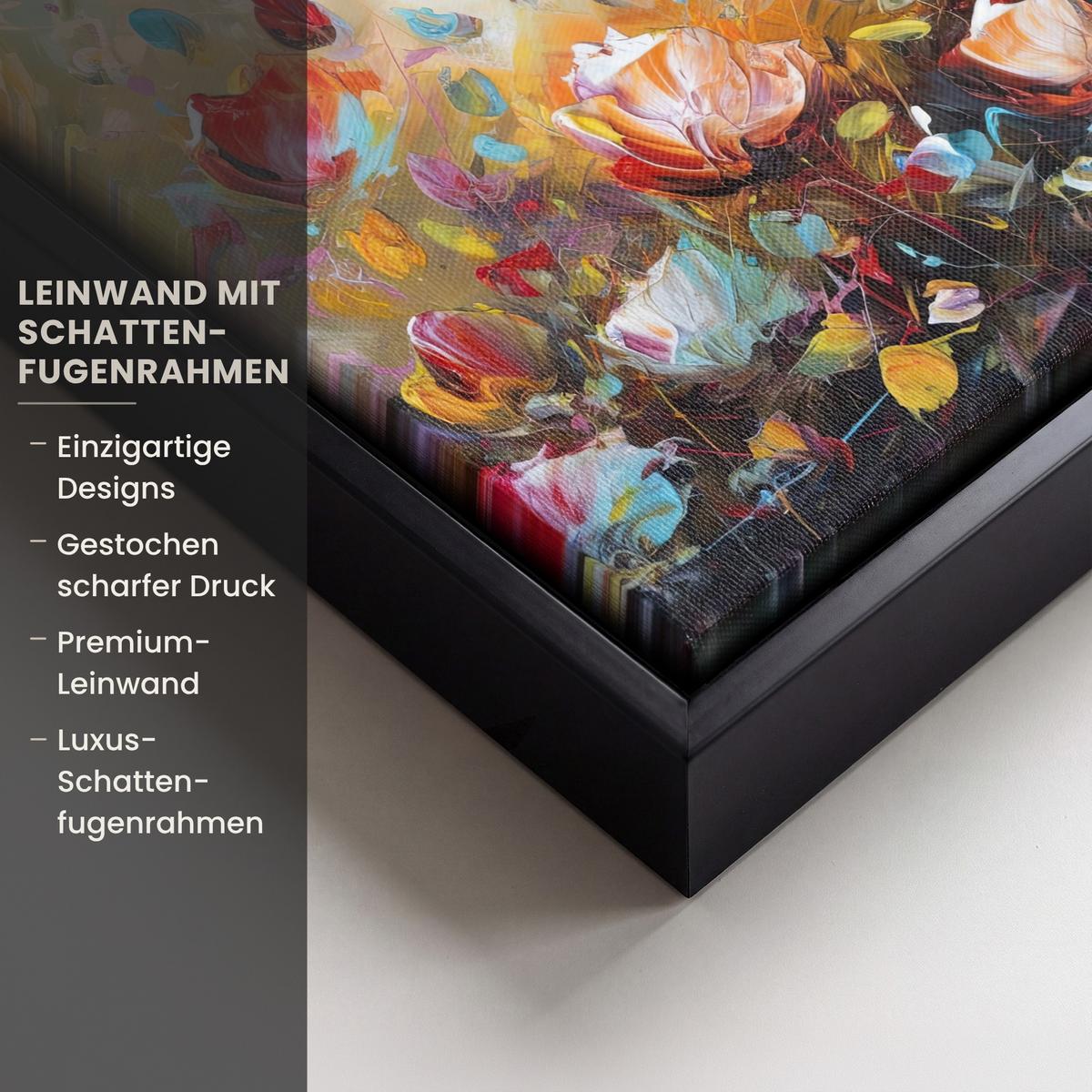 LEINWAND Bilder mit Rahmen - Blumen - Kunst - Natur - Ölgemälde - 20x20 - Multicolor, Textil (20/20cm) - MuchoWow