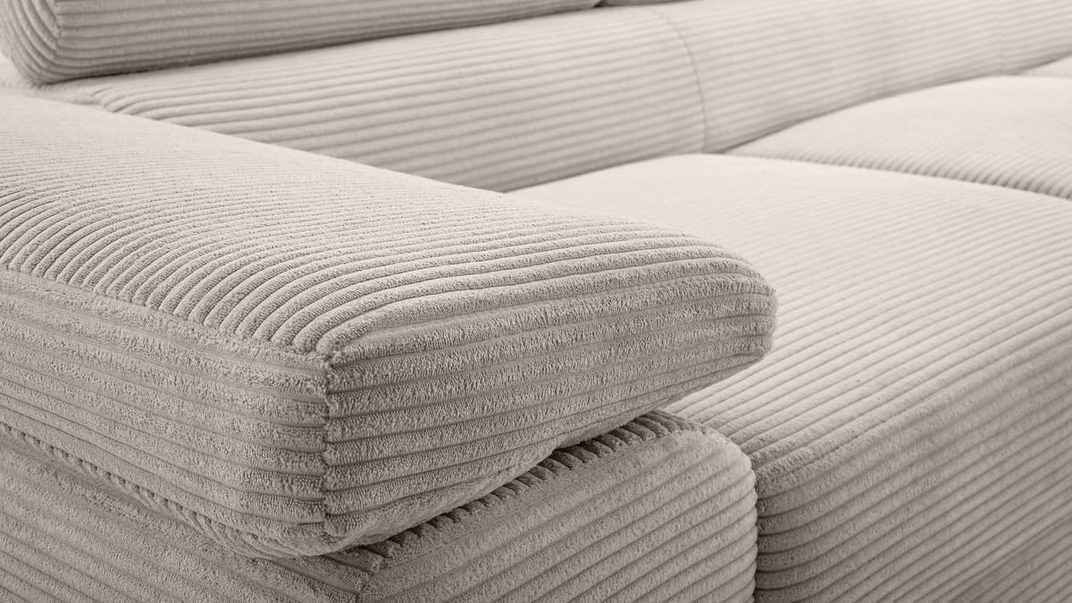 ECKSOFA L Form Arborio Zartweiß 280/203/90 cm Rechts mit Schlaffunktion - Creme/Schwarz, Textil/Metall (280/203cm) - AX Living