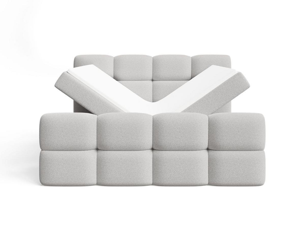 BOXBETT Rivon 180x200 Bouclé-Stoff Hellgrau - Hellgrau, Holz/Textil (180/200cm) - Graingold