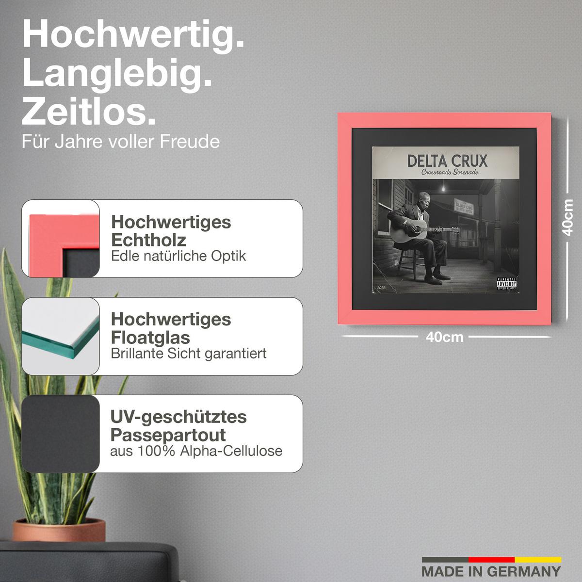 SCHALLPLATTEN BILDERRAHMEN 40/40 2er Set - Rot, Holz (40/40cm) - K-Möbel