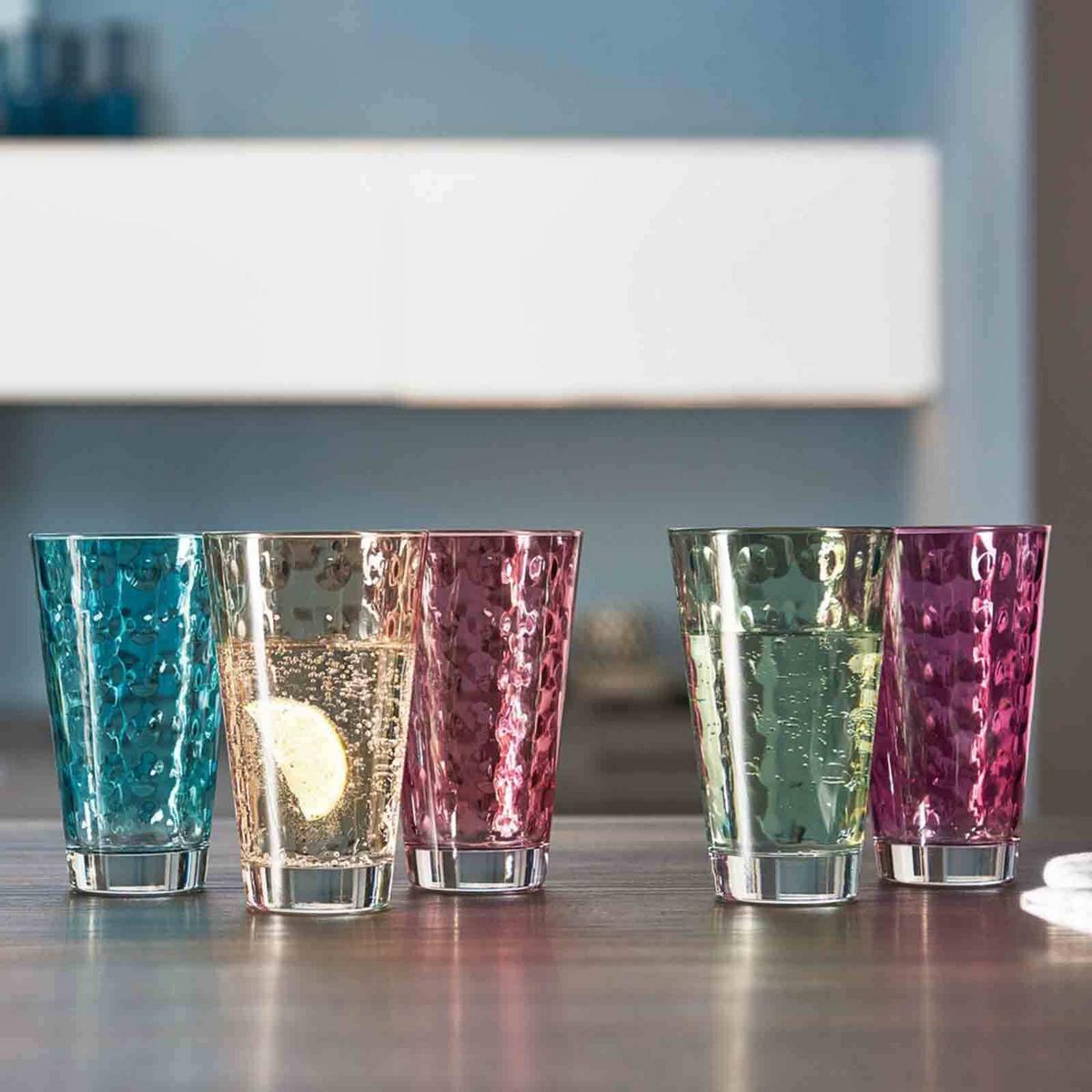 TRINKGLÄSER Optic bunt 300 ml 6er Set - Multicolor, Glas (0.3L) - Leonardo Living