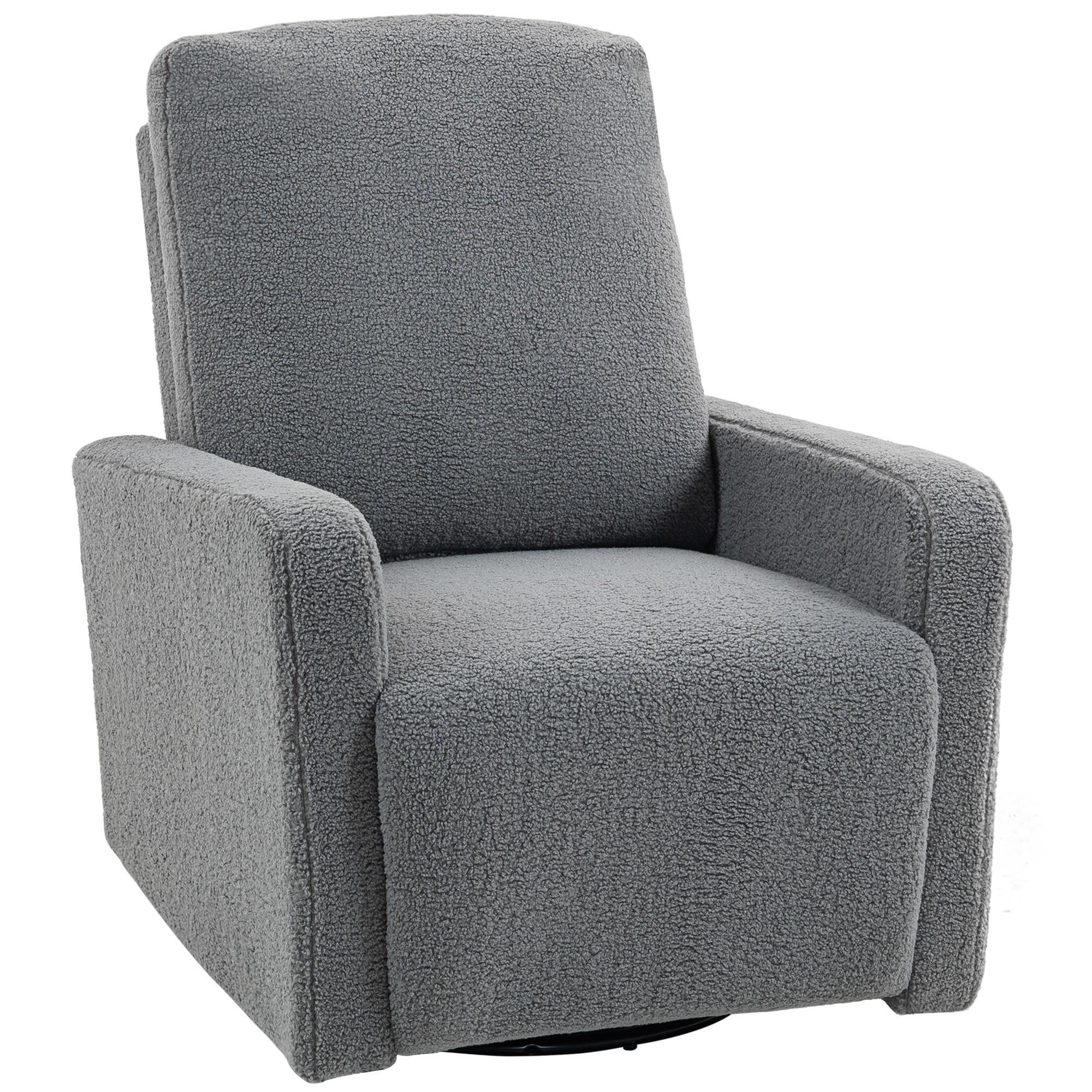 RELAXSESSEL, Fernsehsessel mit Liegefunktion, Wippfunktion, Fleece-Optik Grau - Grau, Textil/Metall (76/100/94cm) - HOMCOM