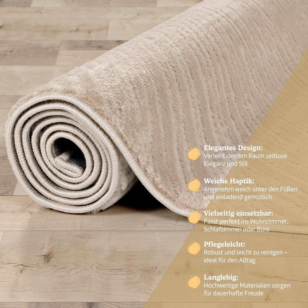KURZFLORTEPPICH, einfarbig, aus Polypropylen, Florhöhe 9 mm, Beige, 80 x 150 cm - Beige, Textil (150/80cm) - KADIMA DESIGN