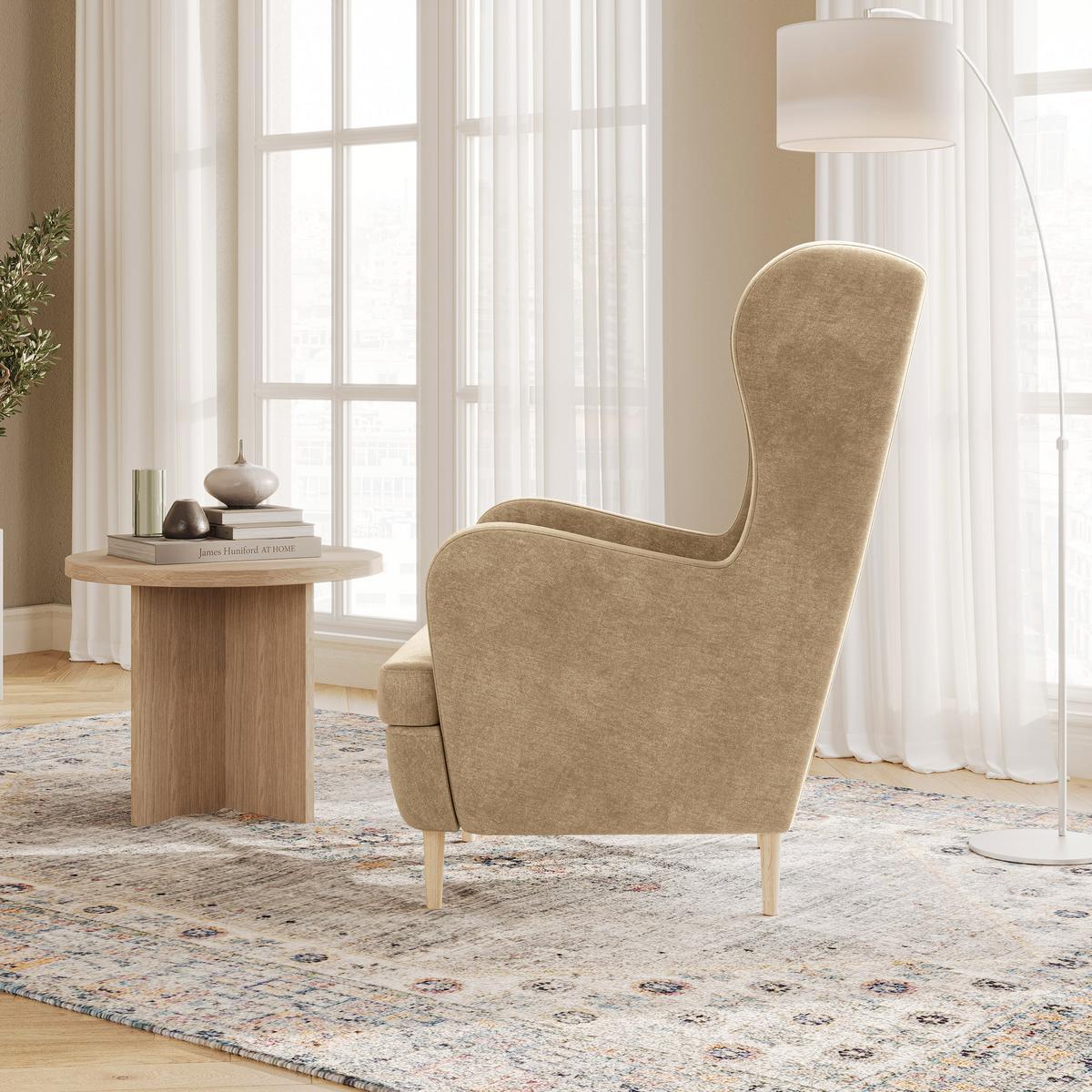 SESSEL VOGERA, Ohrensessel Polstersessel, Creme - Creme, Holz/Holzwerkstoff (78/103/85cm) - MASSENO