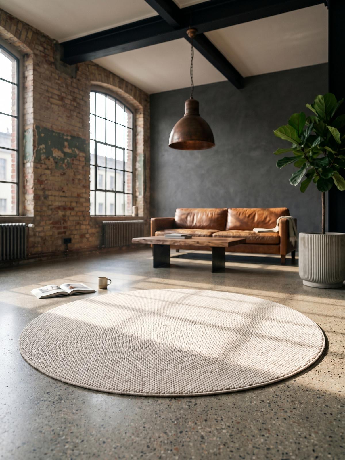 TEPPICH Flachgewebe LANGAU in Creme, meliert, Ø 80 cm - Beige, Textil (80/80cm) - KADIMA DESIGN