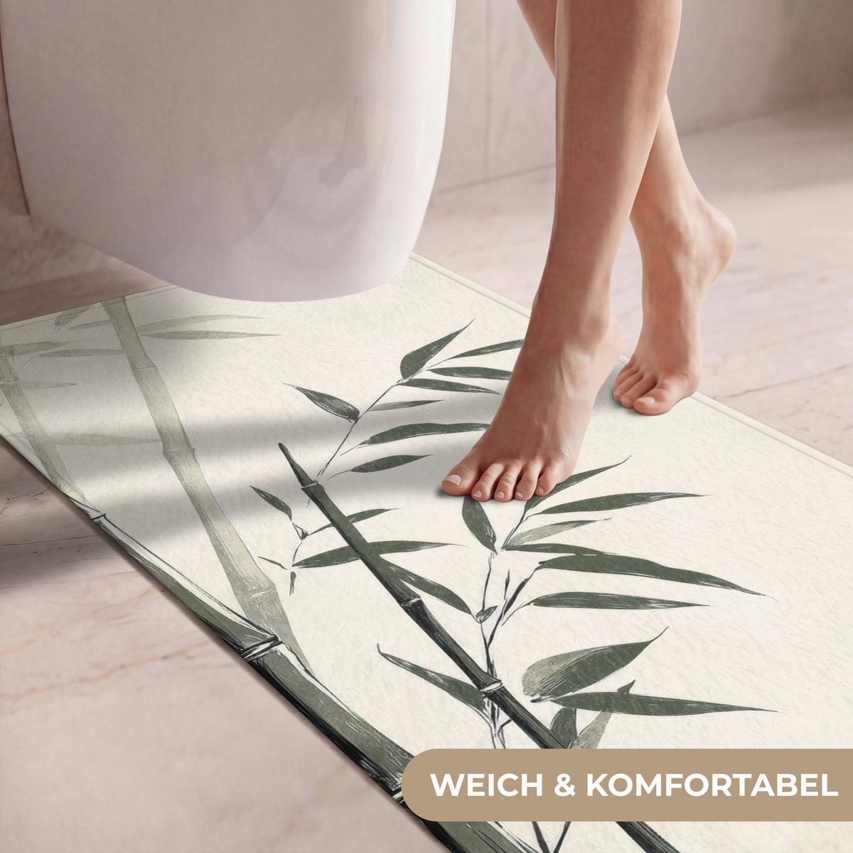WC-VORLEGER Japandi - Bambus - Beige Toilettenvorleger 60x120 cm - Ecru, Textil (60/1cm) - OnlyWow