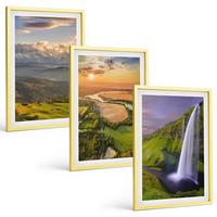 BILDER SET 3er Set - 40x60 cm Goldrahmen - Gebirgsflüsse, Wasserfälle, Natur - Goldfarben, Kunststoff (40/60cm) - TULUP