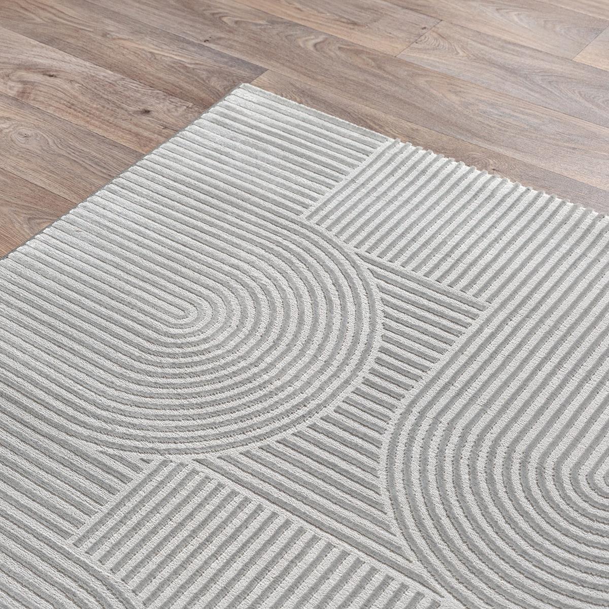 TEPPICH Kurzflor ERESMA Geometrisch Polyester Grau 140 x 200 cm - Grau, Textil (140/200cm) - KADIMA DESIGN