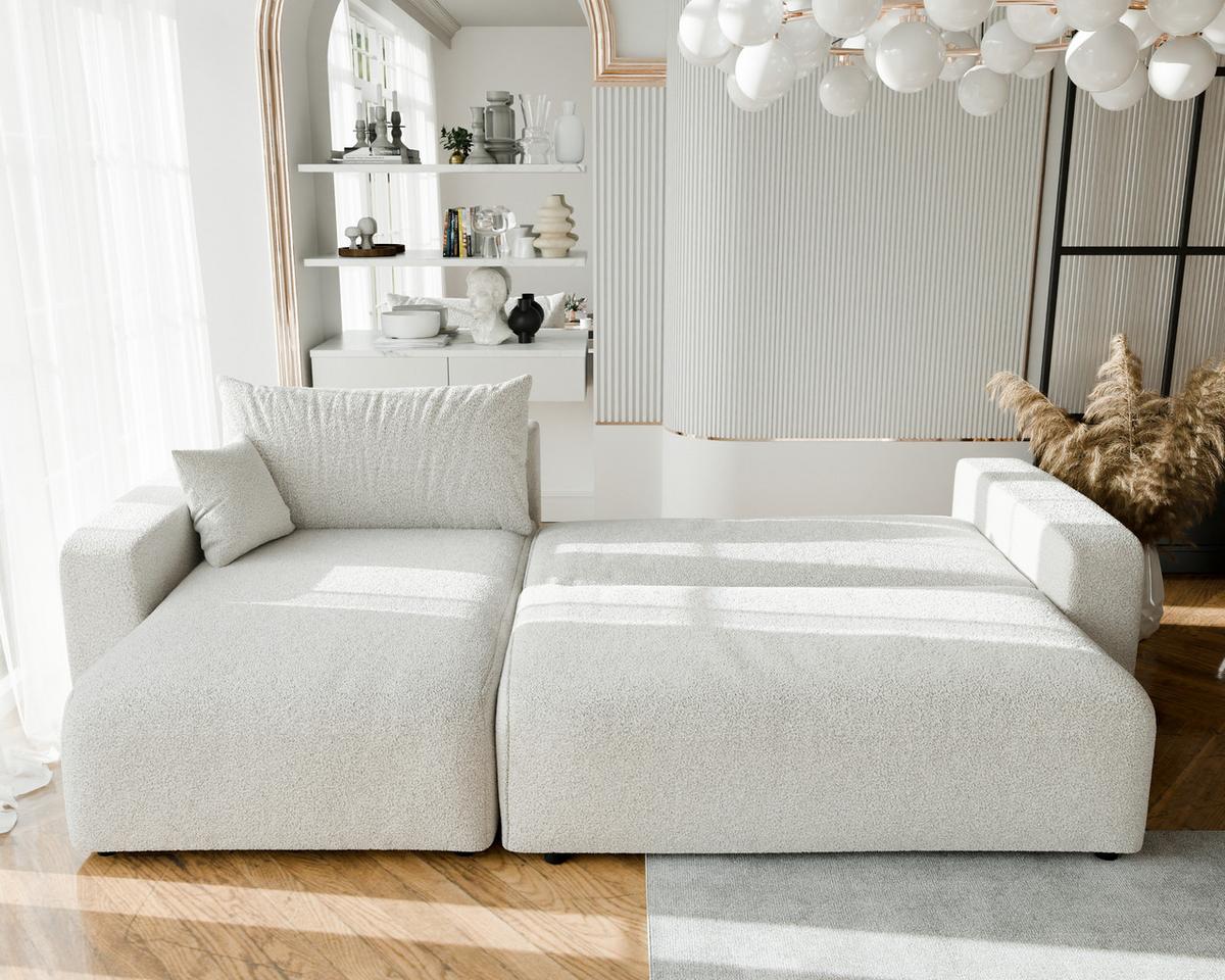 ECKSOFA mit Schlaffunktion und Bettkasten, Beige - Beige/Creme, Holzwerkstoff/Textil (145/278cm) - Idohome