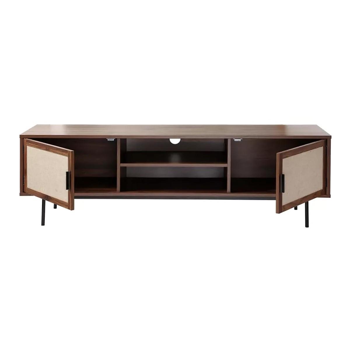 TV-MÖBEL in walnussdekor mit fronten aus stoff jetson 39,5/45/140 cm - Nussbaumfarben, Holzwerkstoff (39.5/45/47.5cm) - Calicosy