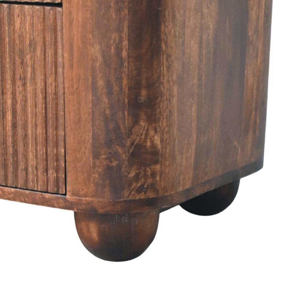 NACHTKASTEN Marlowe Geriffelt, 2 Schubladen, Dunkelbraun - Dunkelbraun/Messingfarben, Holz/Metall (55/53/40cm) - Artisan Furniture