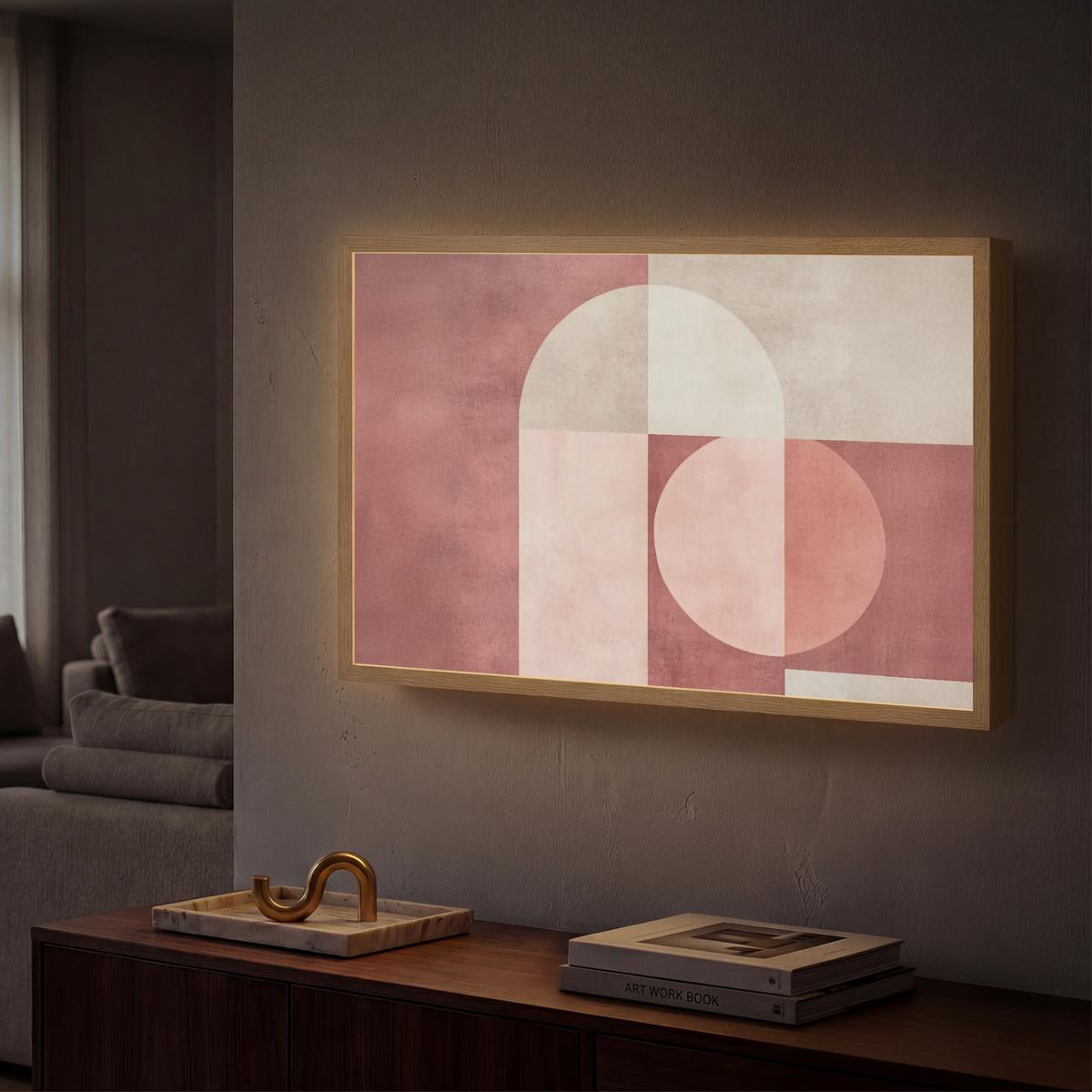 WANDLEUCHTE MIT AKKU Figuren - Abstrakt - Rosa 60x40 cm - Altrosa, Holzwerkstoff (60/40/8cm) - OnlyWow