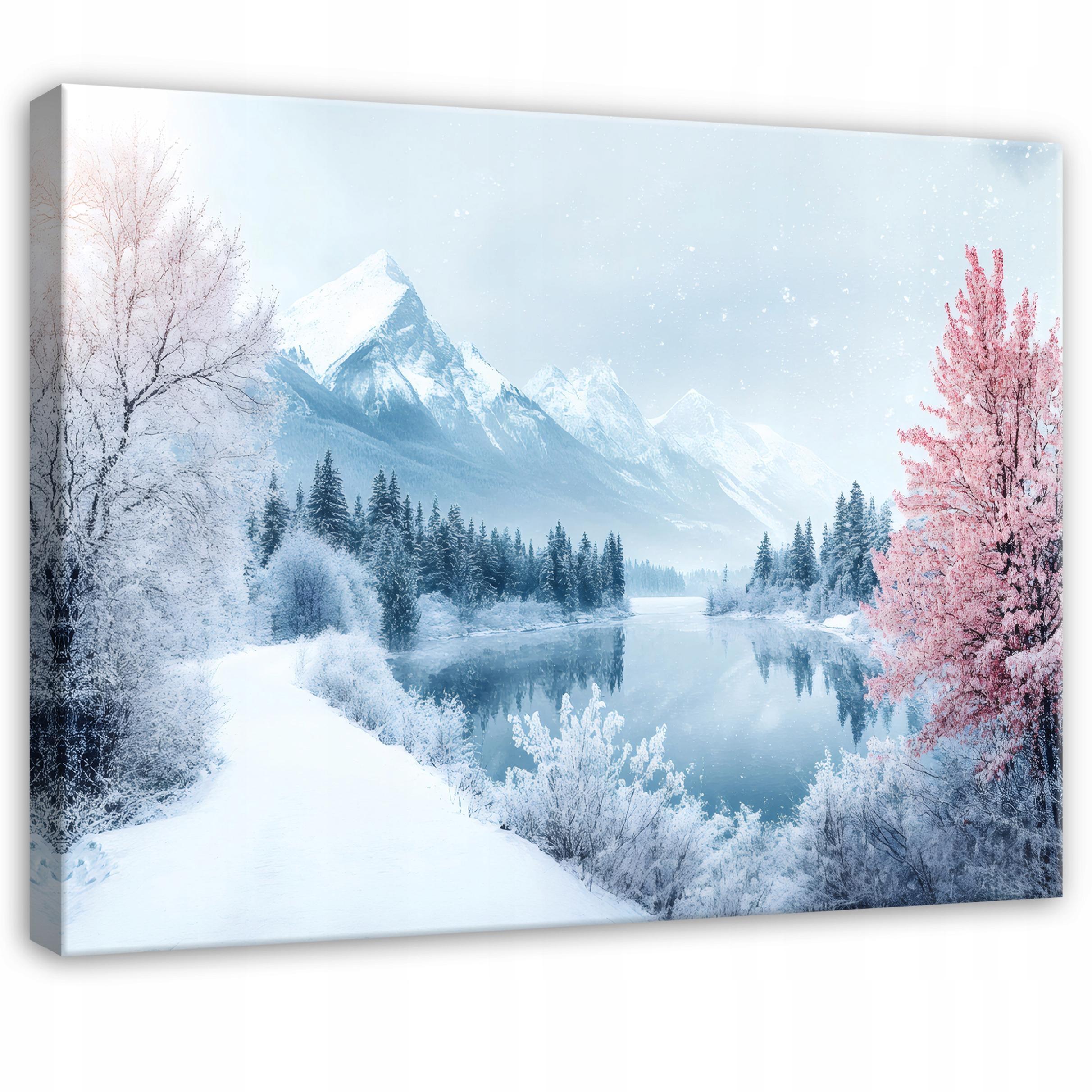 LEINWANDBILD Gebirge Landschaft Blau 60x40 cm - Multicolor, Holzwerkstoff (60/40cm) - Wallarena