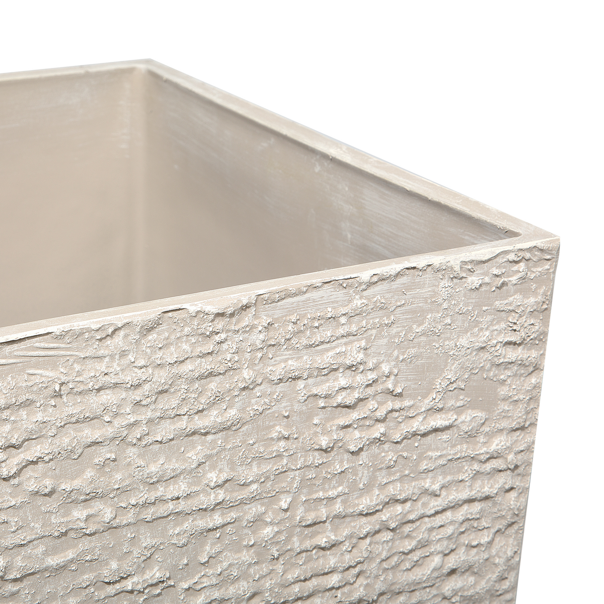 BLUMENTOPF hellbeige quadratisch 35/35/70 cm Gaza - Beige, Stein (70cm) - Beliani