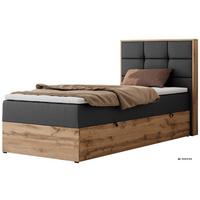 BOXBETT ALBERO 1 90/200 - Dunkelgrau Kunstleder - Topper T25 - H4 - Rechts - Dunkelgrau/Anthrazit, Kunststoff/Textil (90/200cm) - MKS