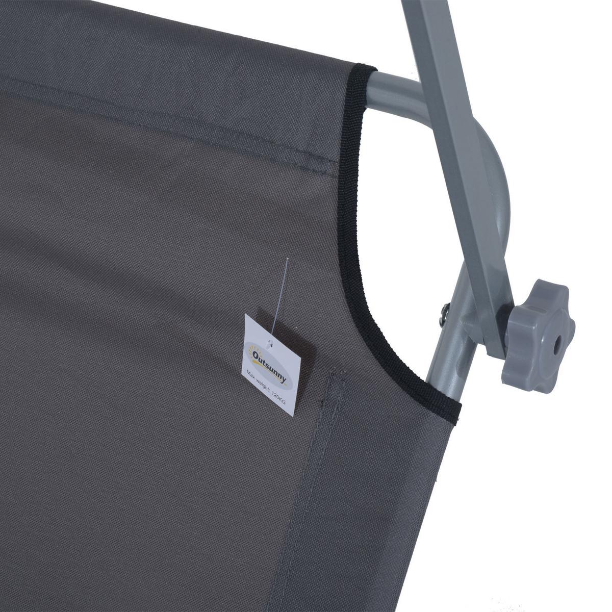 SONNENLIEGE mit Sonnenschutz, Grau - Grau, Metall (58/36/187cm) - Outsunny
