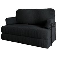 BETTSOFA KESTE aus Schaumstoff Bucle-Stoff Schwarz Schlaffunktion - Schwarz, Textil (140/86/60cm) - MASSENO