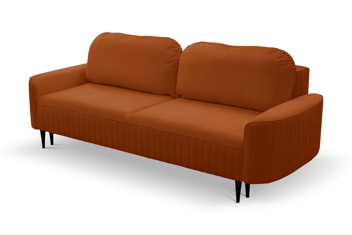BETTSOFA FILO Kupferfarben Velours-Stoff mit Schlaffunktion - Kupferfarben, Holz (244/92/102cm) - MASSENO