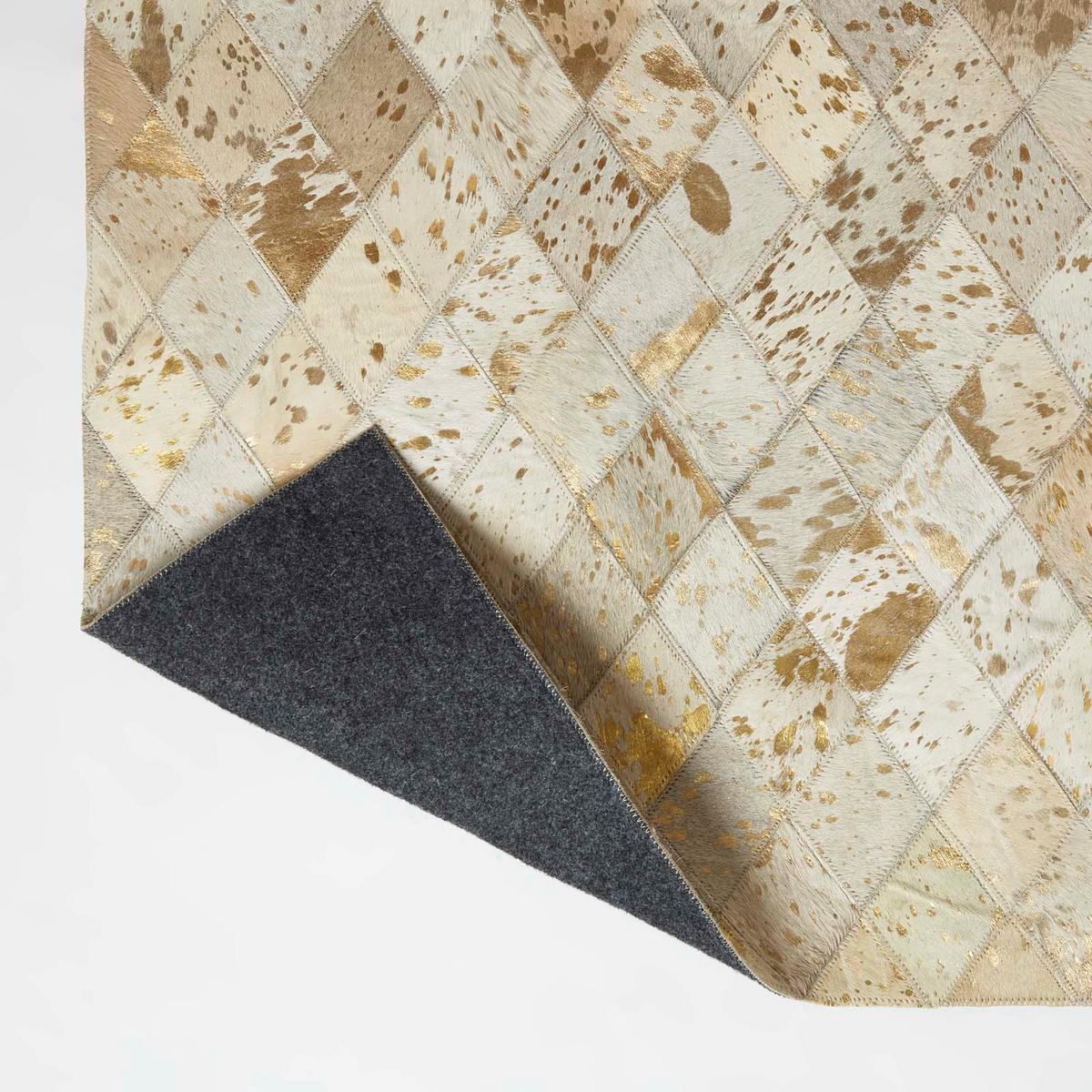 PATCHWORK-TEPPICH Leder, Rauten-Muster 90/150 cm - Multicolor, Leder (90/150cm) - Homescapes