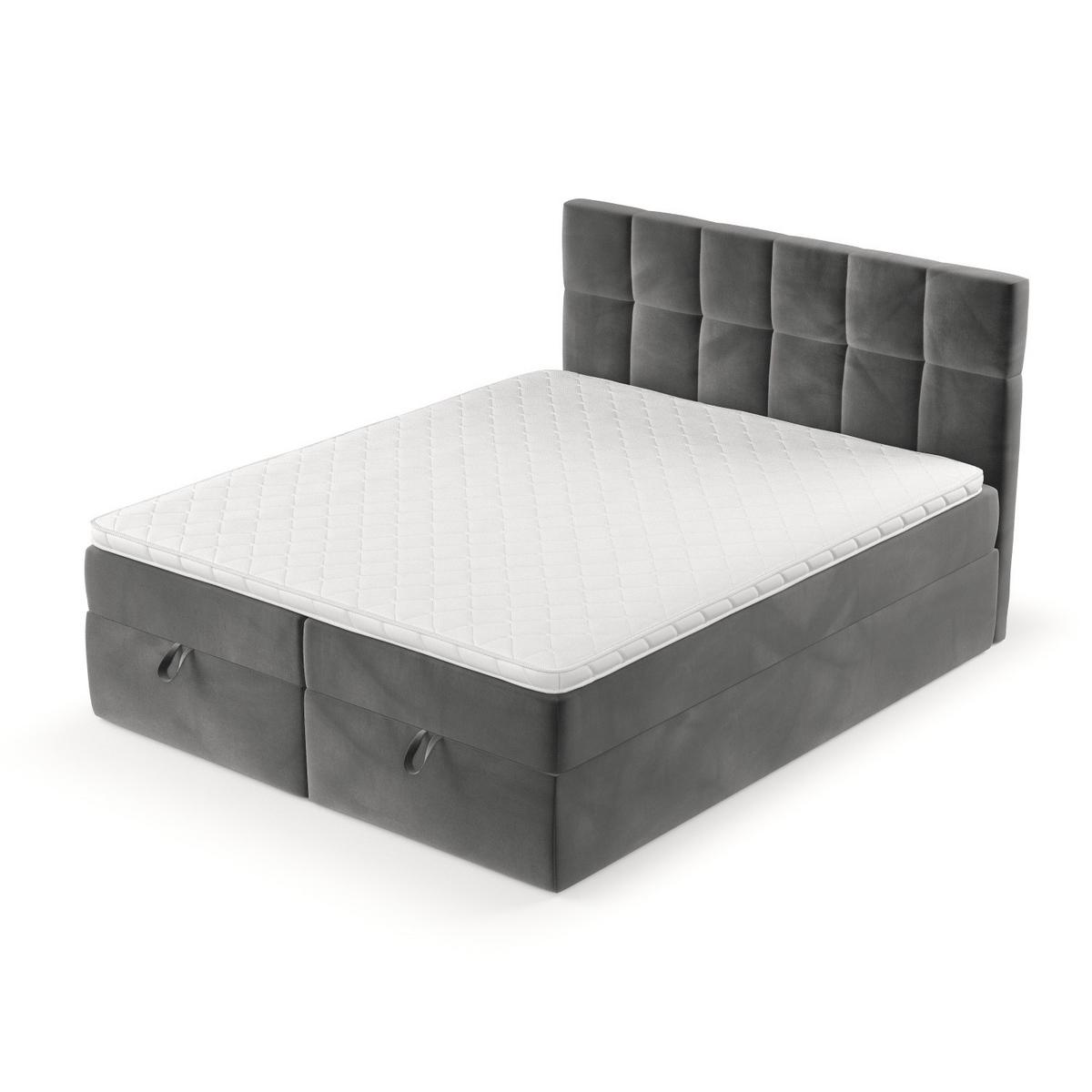 BOXBETT Savio 140/200 cm Grau im Kronos Stoff - Schwarz/Grau, Holz/Holzwerkstoff (140/200cm) - AltaBeds