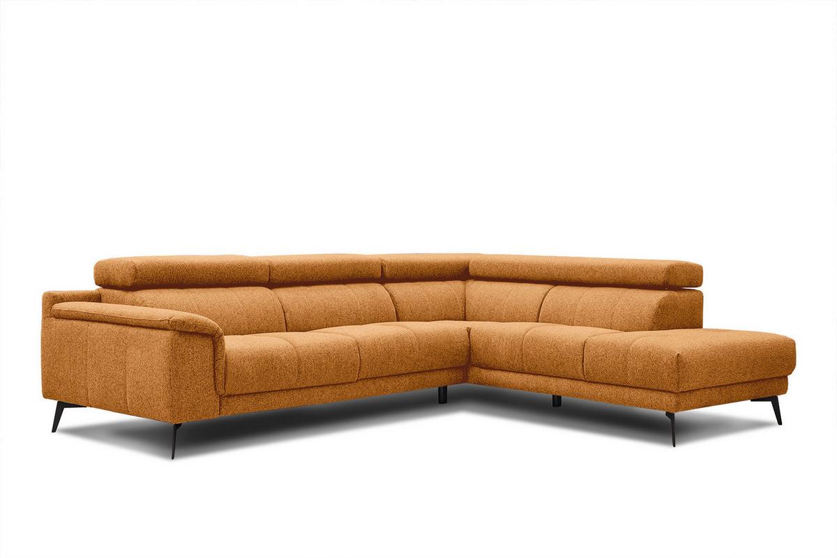 ECKSOFA FIERO 5-Sitzer, orange - Schwarz/Orange, Holzwerkstoff/Textil (290/228cm) - Wozimo