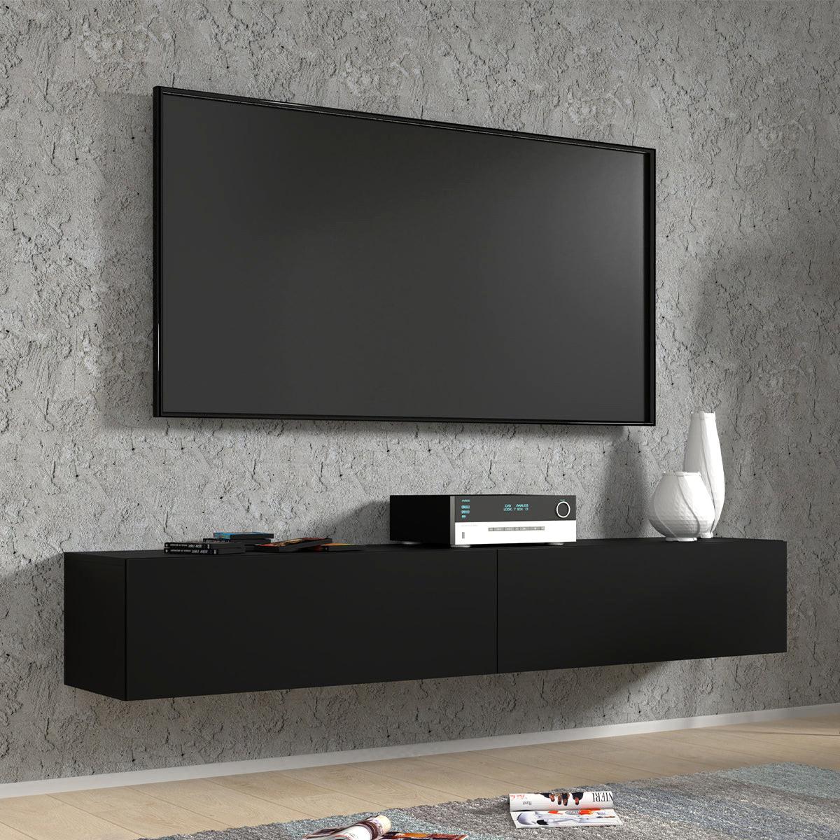 TV-MÖBEL Bali Mattschwarz - Schwarz, Holzwerkstoff (180/30/40cm) - Petits-meubles