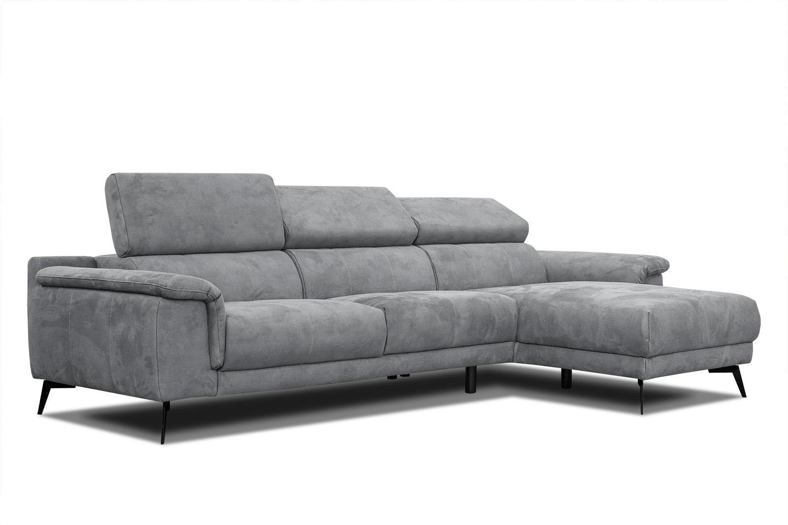 ECKSOFA FIERO 4-Sitzer, grau - Dunkelgrau/Schwarz, Holzwerkstoff/Textil (288/170cm) - Wozimo