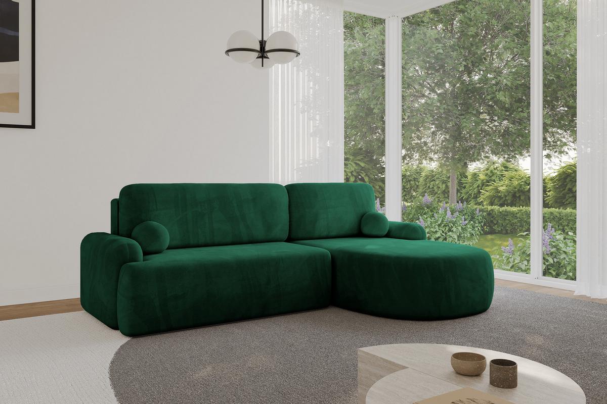 ECKSOFA mit Schlaffunktion und Bettkasten LIRA-L - 264x172x89 Grün - Grün, Holzwerkstoff/Textil (172/264cm) - ALTDECOR