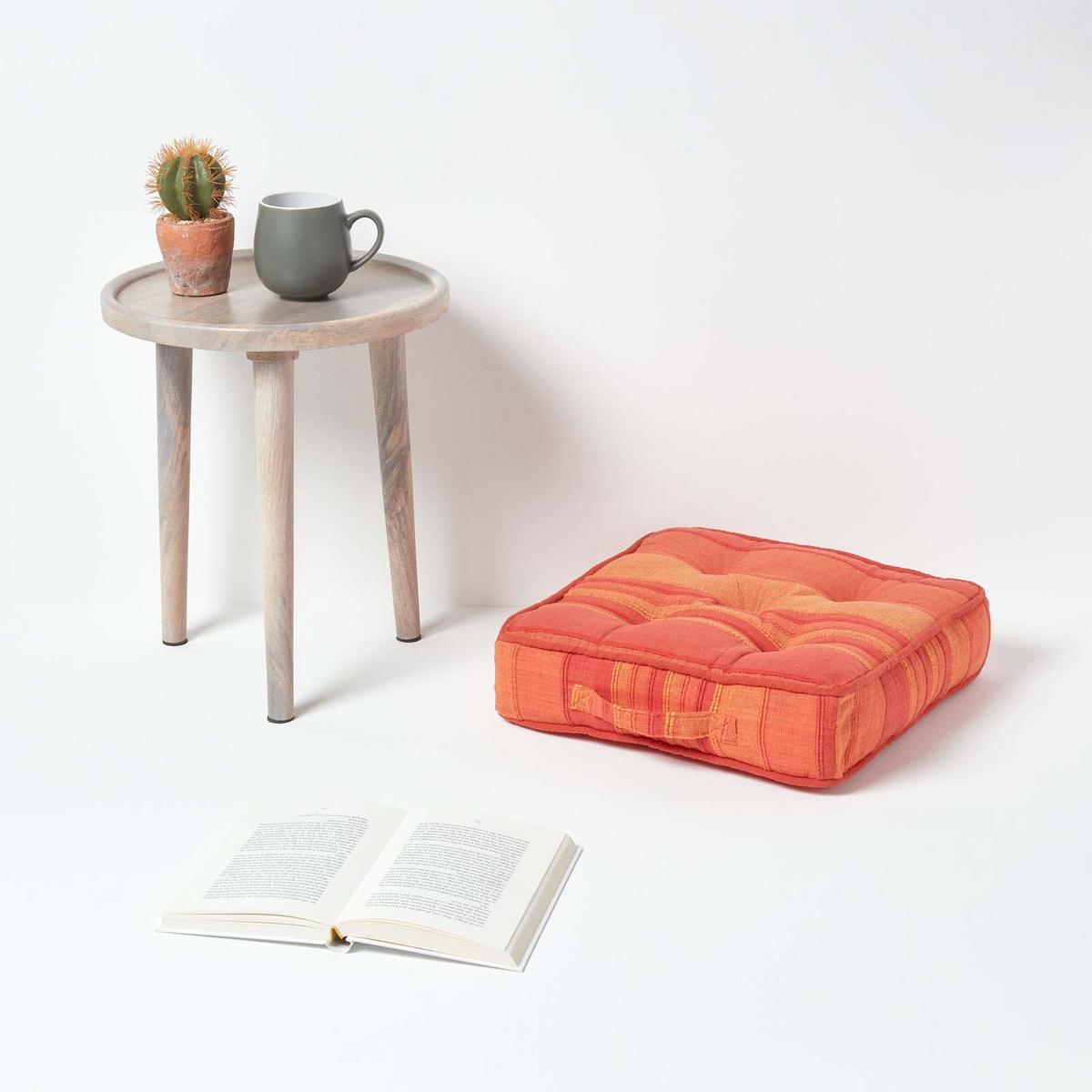 SITZKISSEN Morocco terracotta gestreift 40/40/8 cm - Terracotta, Textil (40/40/8cm) - Homescapes