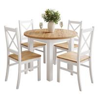 ESSZIMMERSET OLEA Tisch + 4 Stühle - Eichefarben/Weiß, Holzwerkstoff (140/77/100cm) - Lookway