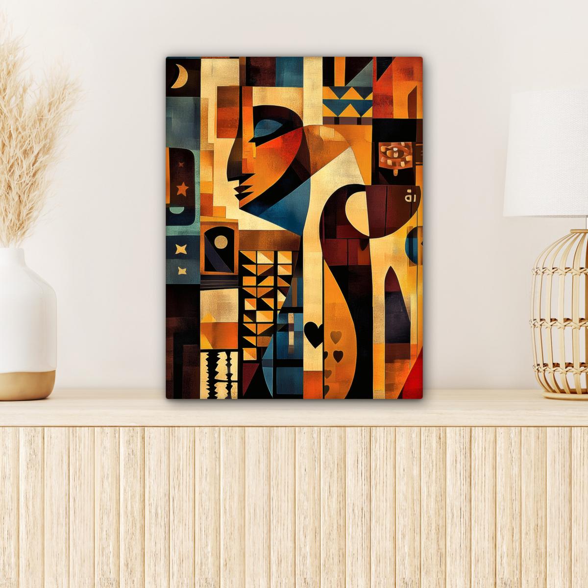 LEINWANDBILD Figuren - Abstrakt - Symbole Room Decor 30x40 cm - Terracotta, Textil (30/40cm) - MuchoWow