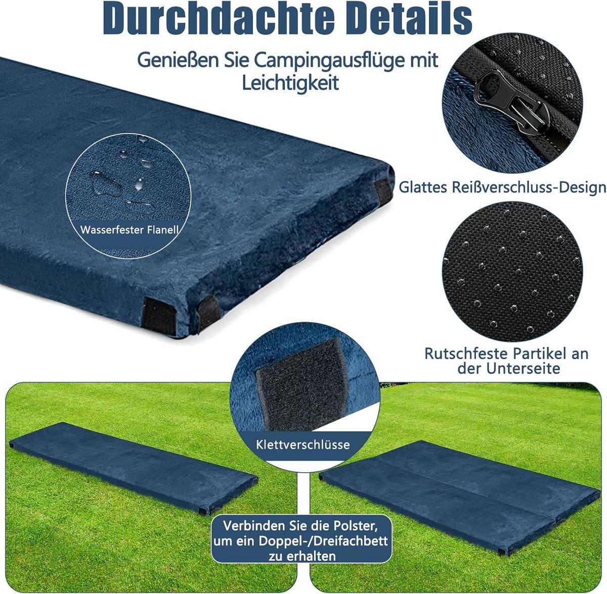 CAMPING MATTRESS Schwarz - Schwarz, Textil - COSTWAY