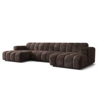 WOHNLANDSCHAFT AENIS Braun Chenille - Braun, Holz (398/85/165cm) - MASSENO