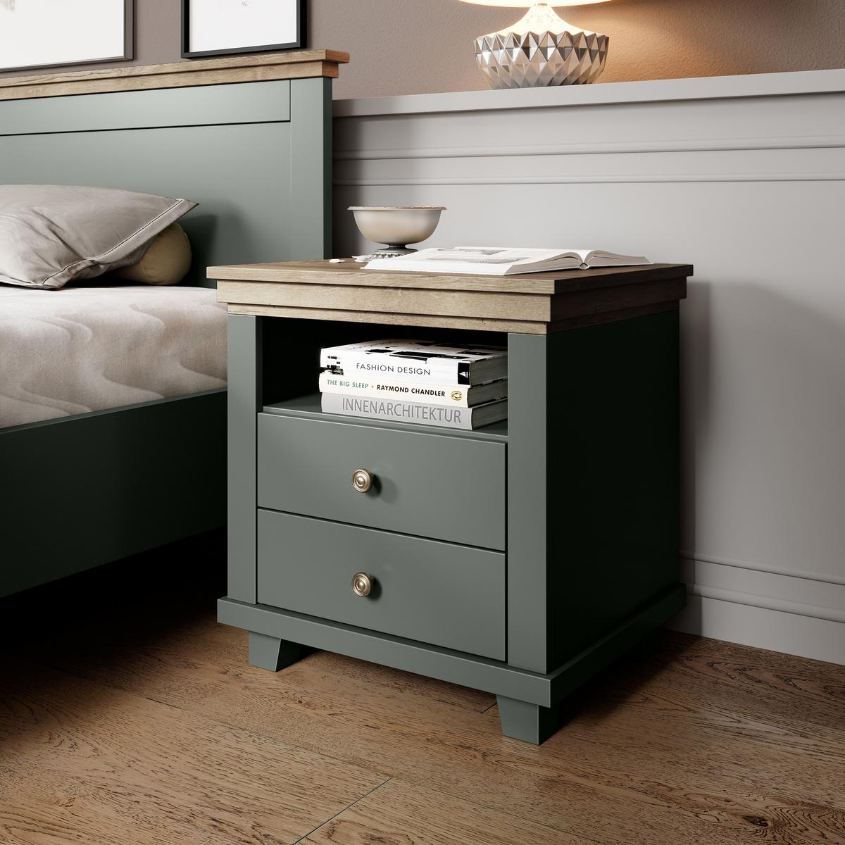 NACHTTISCH EVOLETTA 52/54/42 cm Grün - Grün, Holzwerkstoff (52/54/42cm) - MASSENO