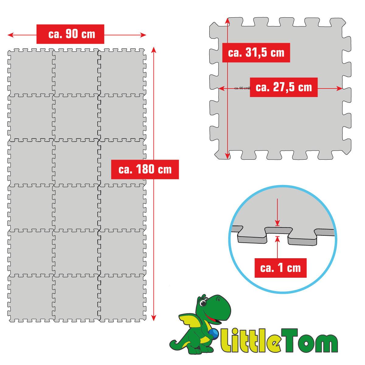 SPIELMATTE ab Null - 180/90/1 cm Puzzlematte Grün - Multicolor, Kunststoff (30/30cm) - Littletom
