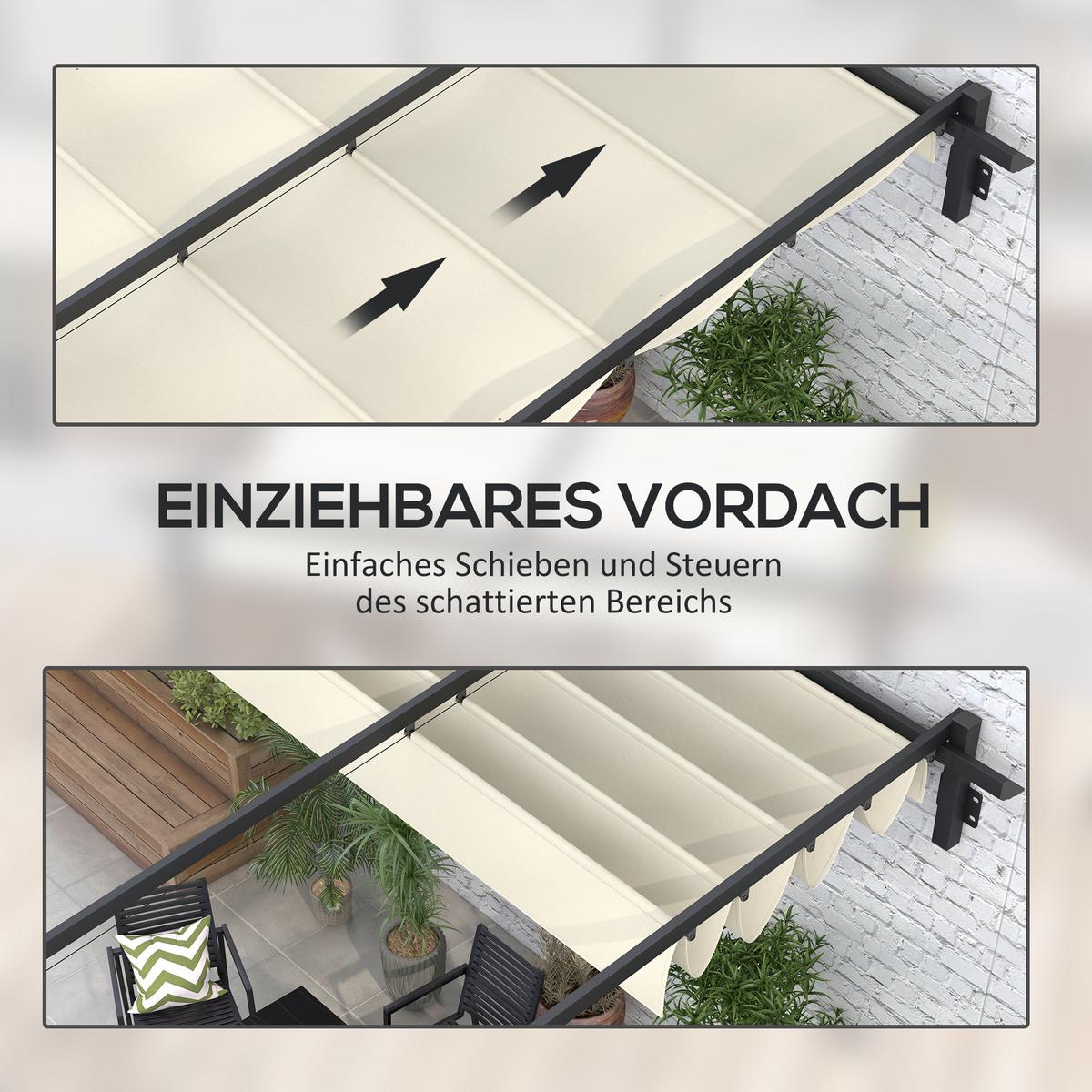 PERGOLA Winddicht Stahl+Polyester Crème - Creme, Metall (297/230/297cm) - Outsunny